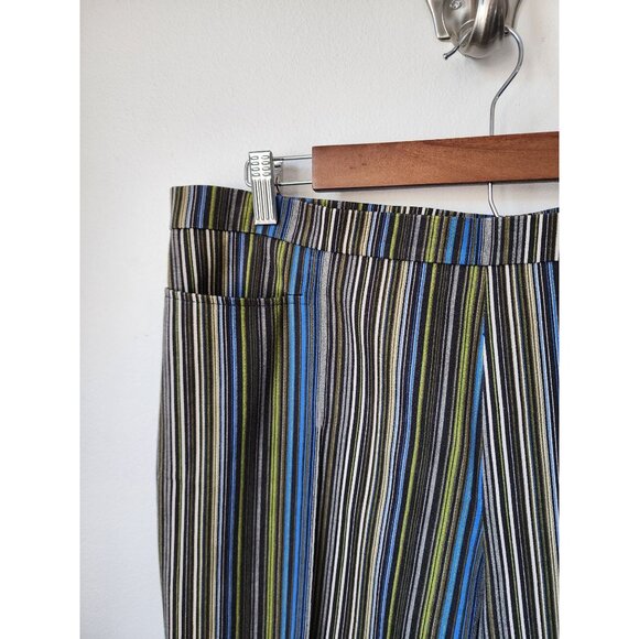 Akris Punto green blue stripe Franca dress pants 12